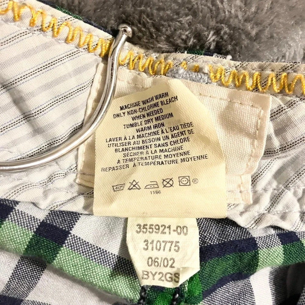 GAP 100% Cotton Plaid Mid Rise Flat Front Chino Short Green Men's 38